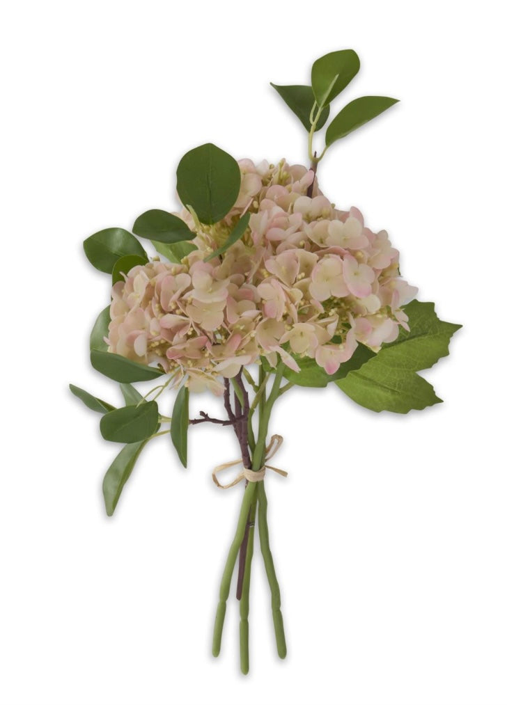 12 Inch Pink Real Touch Hydrangea Bundle (4 Stems)