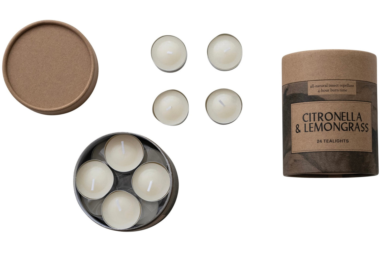 Citronella and Lemongrass Tealight Candles in Box, 24 ct.