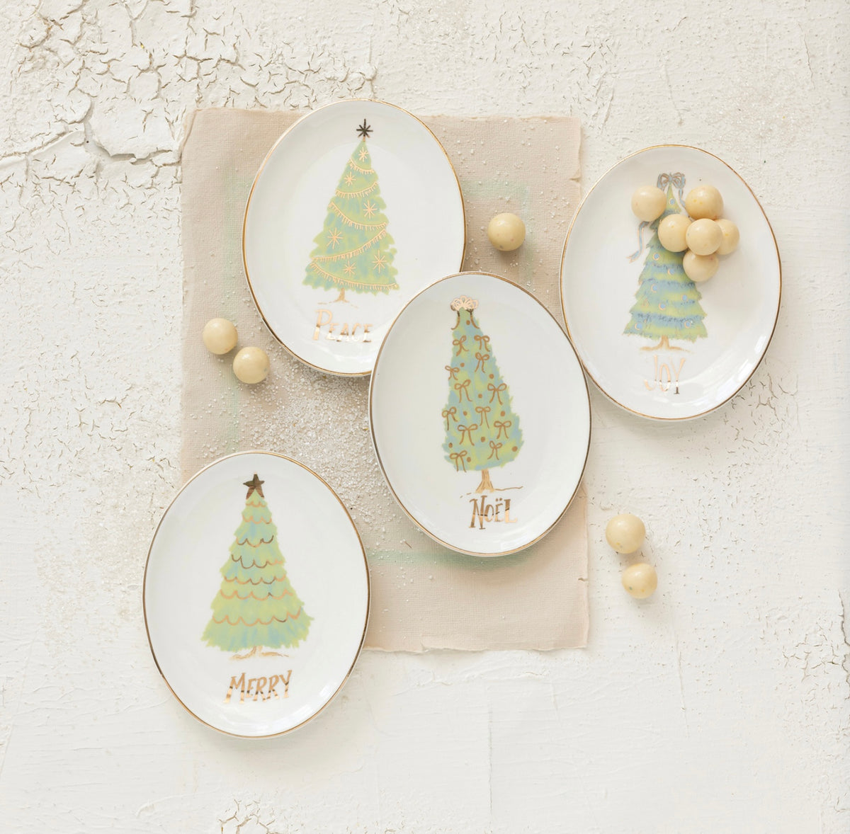 Oval Stoneware Christmas Tree, 4 Styles