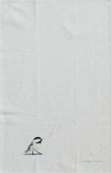28”L x 18”W Cotton & Linen Printed Tea Towel w Bird