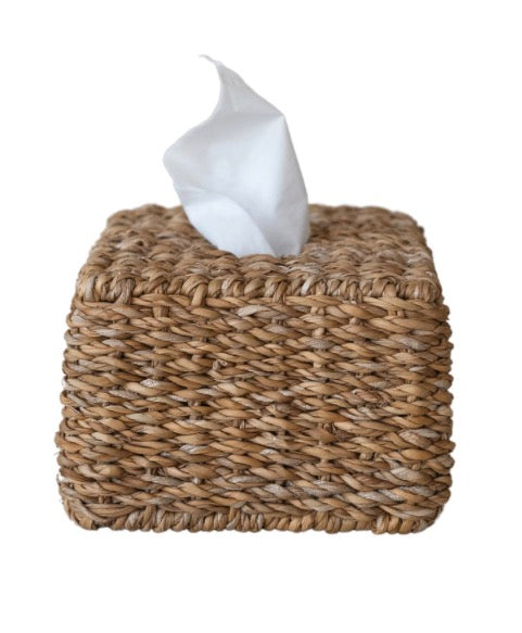 11”L x 4”H Hand-Woven Seagrass Tissue Box Cover, Natural