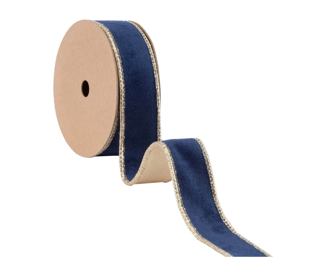 1” Reversible Classic Velvet Wired Ribbon/Gold 10 yd Roll