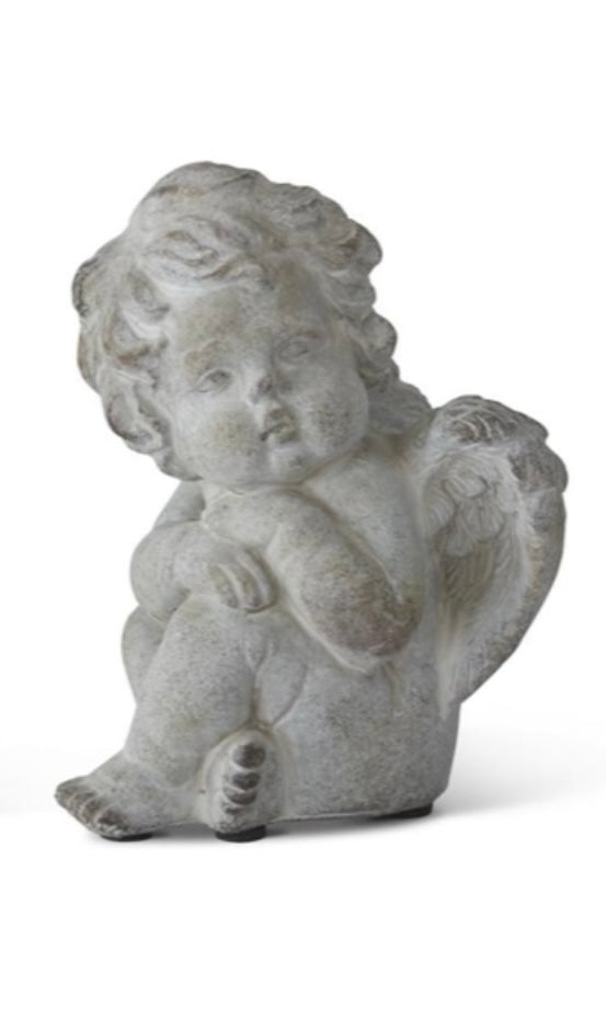 Gray Stone Cherub Statue