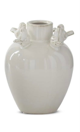 Cream Ceramic Bird Rim Vase