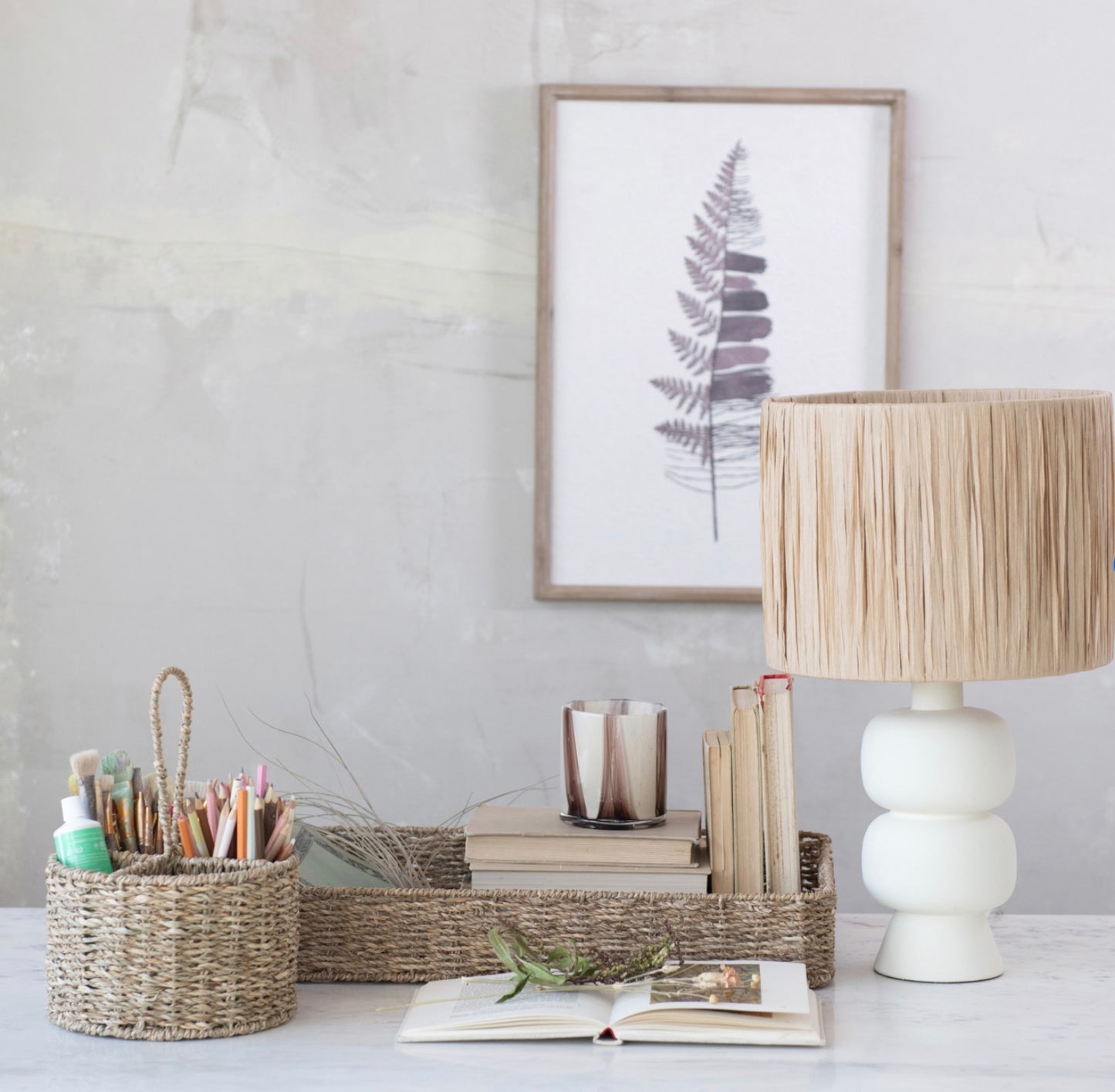Hand-Woven Seagrass Caddy w/ 4 Sections, Natural