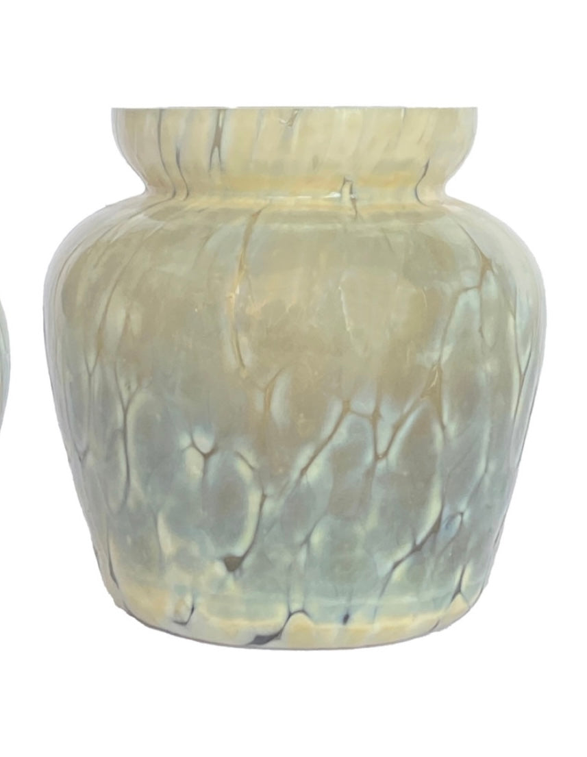 Frosted Glass Vase, Marbled Multi Color, 2 Styles