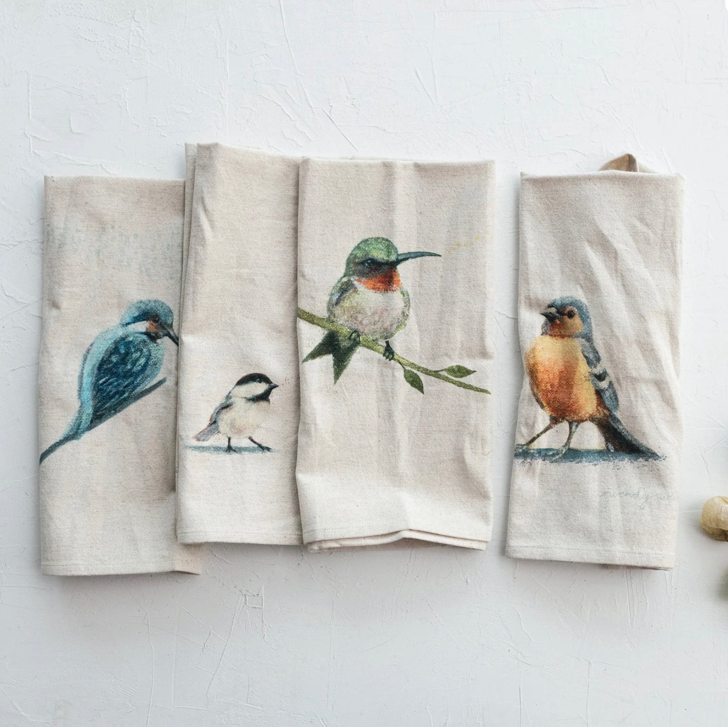 28”L x 18”W Cotton & Linen Printed Tea Towel w Bird
