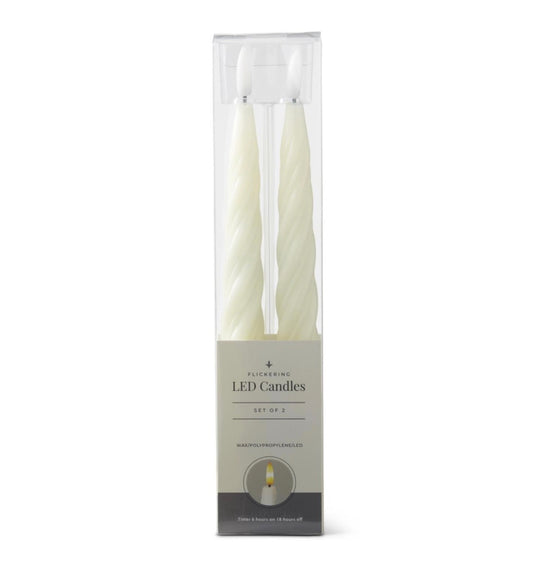 9.75“ Cream Spiral LED Candles/set of 2