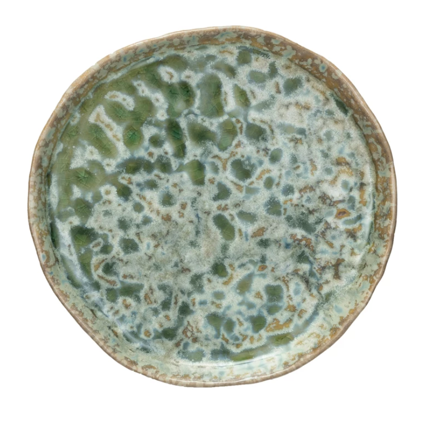 Green Crackle Glaze Plate