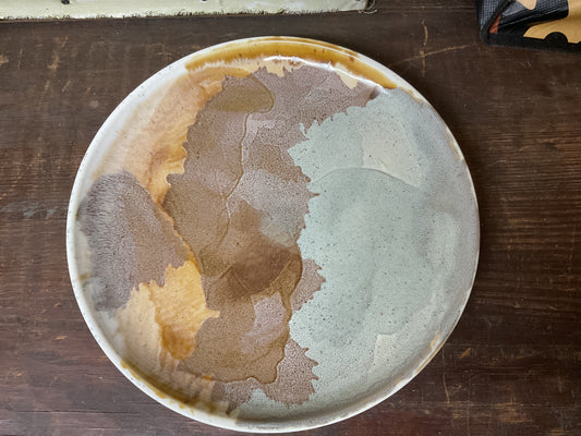 8” Round Stoneware Plate, Reactive Glaze