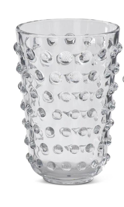 Clear Glass Dot Embossed Vase