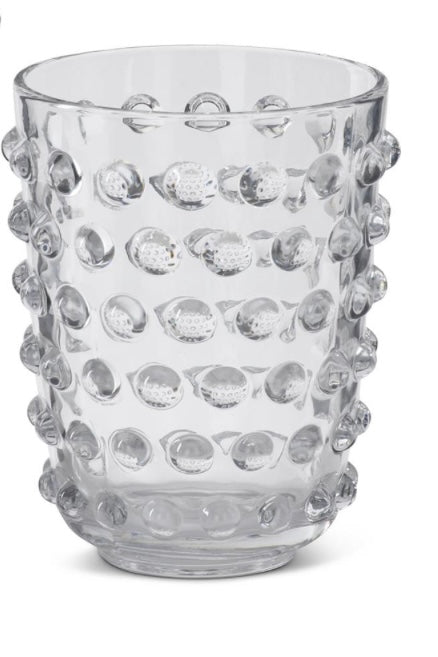 Clear Glass Dot Embossed Vase