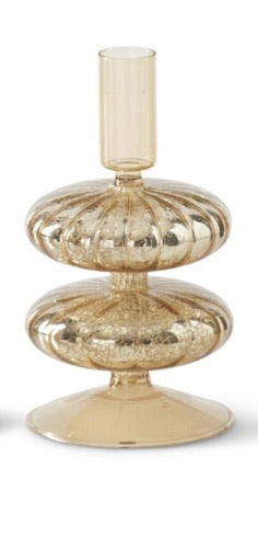 Gold Mercury Glass Taper Candle Holder
