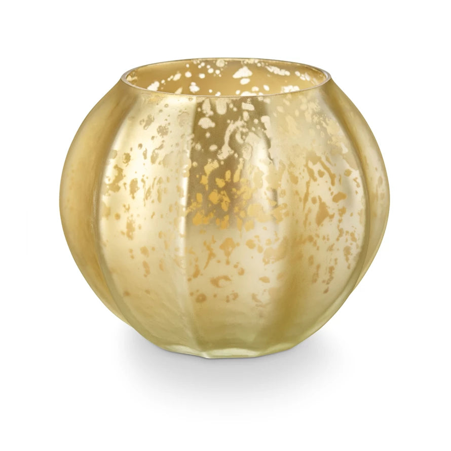 Leaves & Acorns Mercury Glass Pumpkin Candle