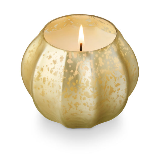 Leaves & Acorns Mercury Glass Pumpkin Candle