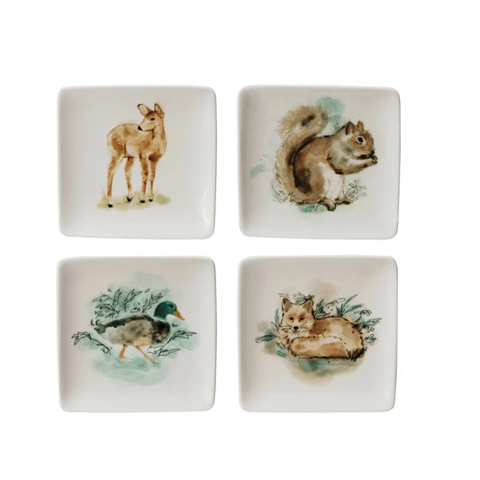 Stoneware Plate with Animals