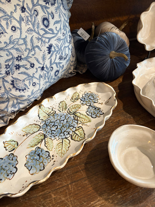 Blue Hydrangea Long Oval Platter