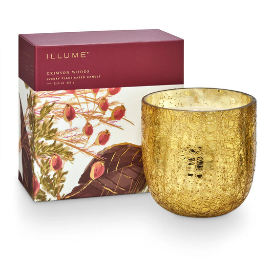 Crimson Woods Large Crackle Glass Candle