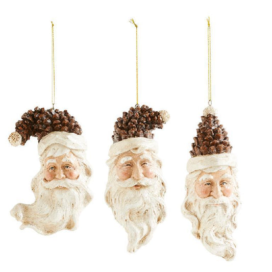 Pinecone Santa Head Ornaments