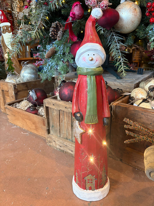25" Lighted Snowman with Scarf
