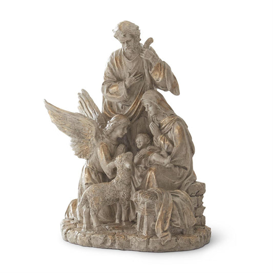 14” Tan & Gold Resin Nativity