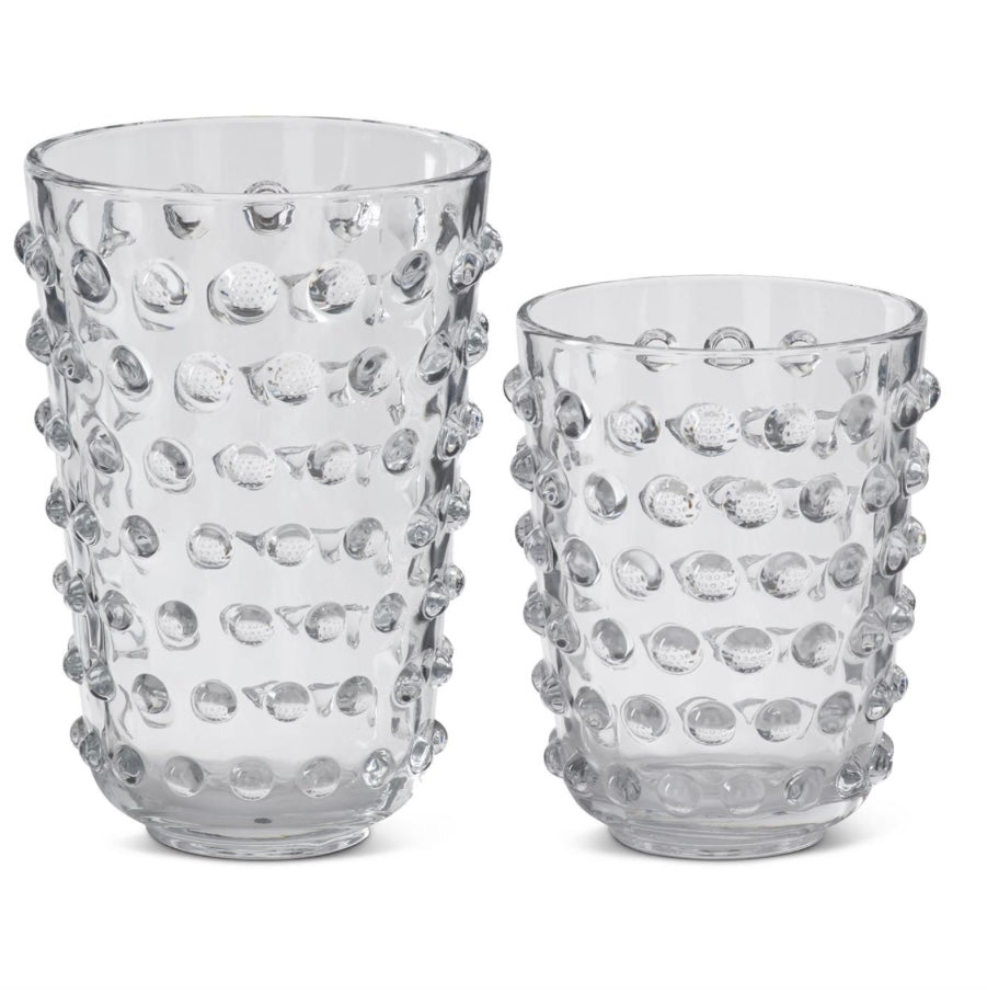 Clear Glass Dot Embossed Vase