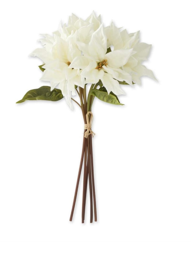 18 Inch Real Touch White Poinsettia Bundle (5 Stems)