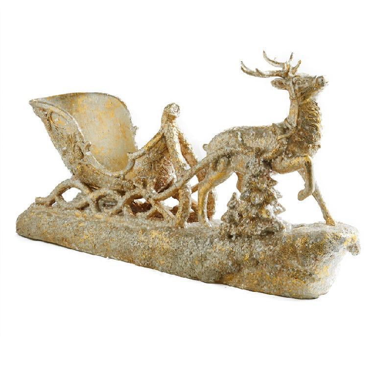 Gold Resin Reindeer Sleigh
