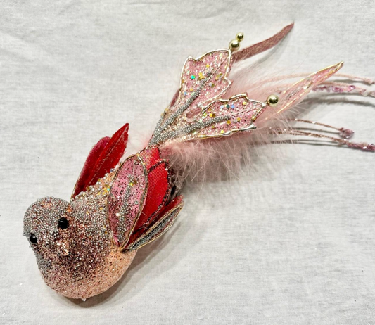 Glitter Mica Bird Ornament with Clip