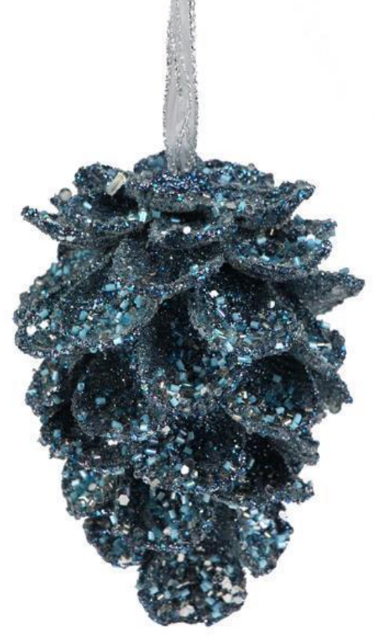 Blue Beaded Pinecone Ornament