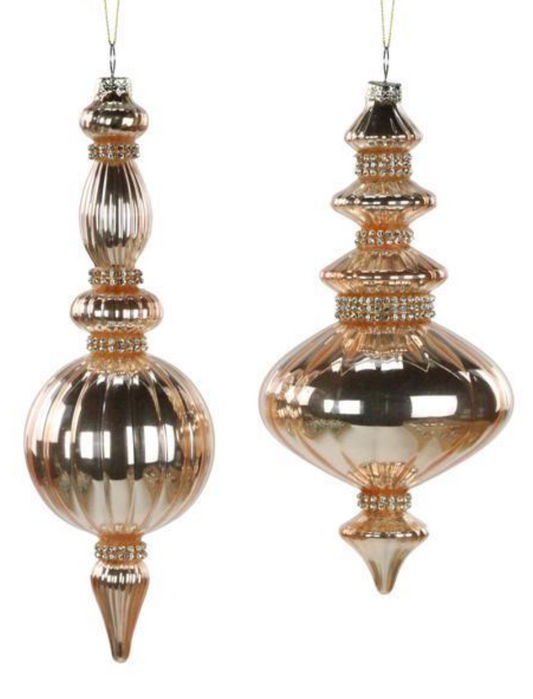 Rose Gold Glass Finial Ornaments