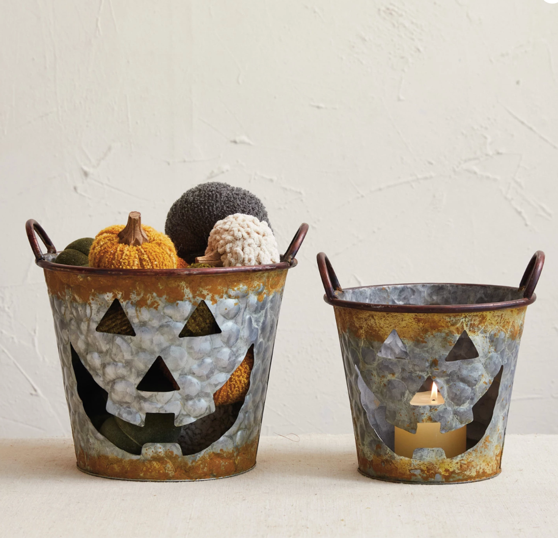 Jack-O-Latern Metal Buckets