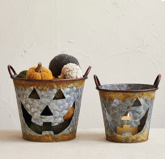 Jack-O-Latern Metal Buckets