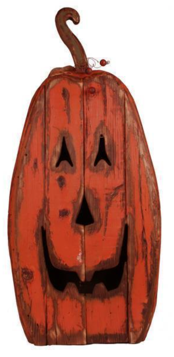 Wood & Tin Tall Burnt Orange Jack-O-Lantern