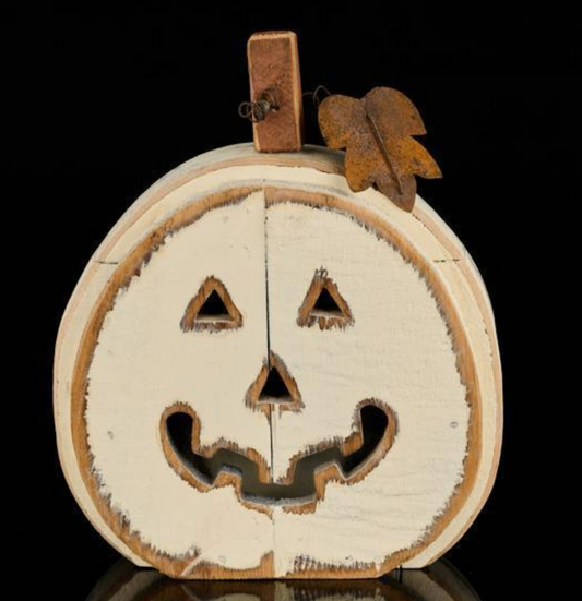 White Wood Jack-O-Lantern