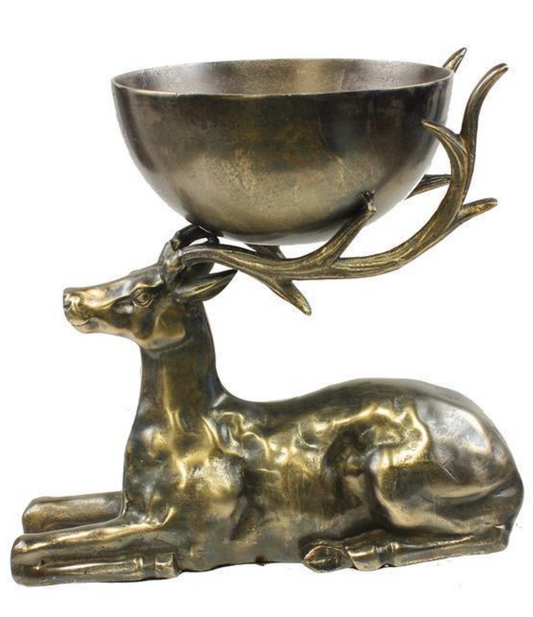 Aluminum Deer with Bowl