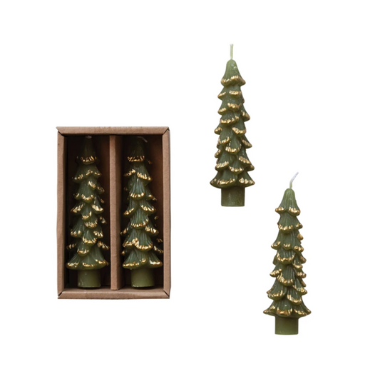 Short Christmas Tree Taper Candle