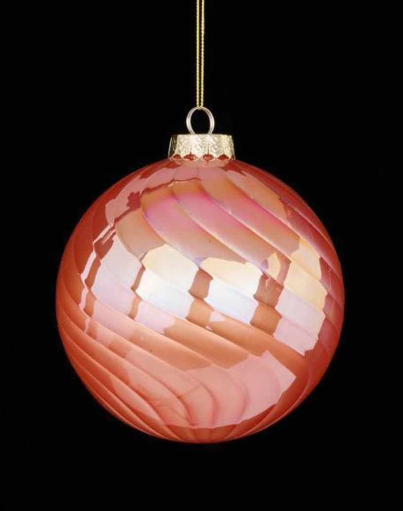 Coral Pearl Swirl Glass Ball Ornament