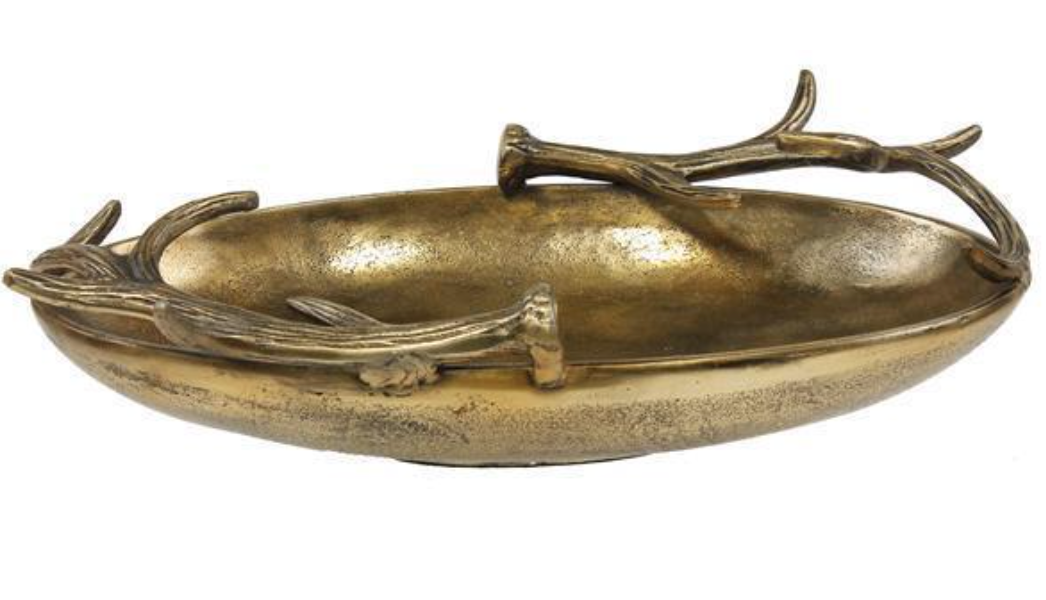 Aluminum Oval Tray with Antler Handles