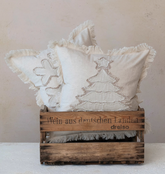 Square Woven Cotton & Linen Christmas Pillows