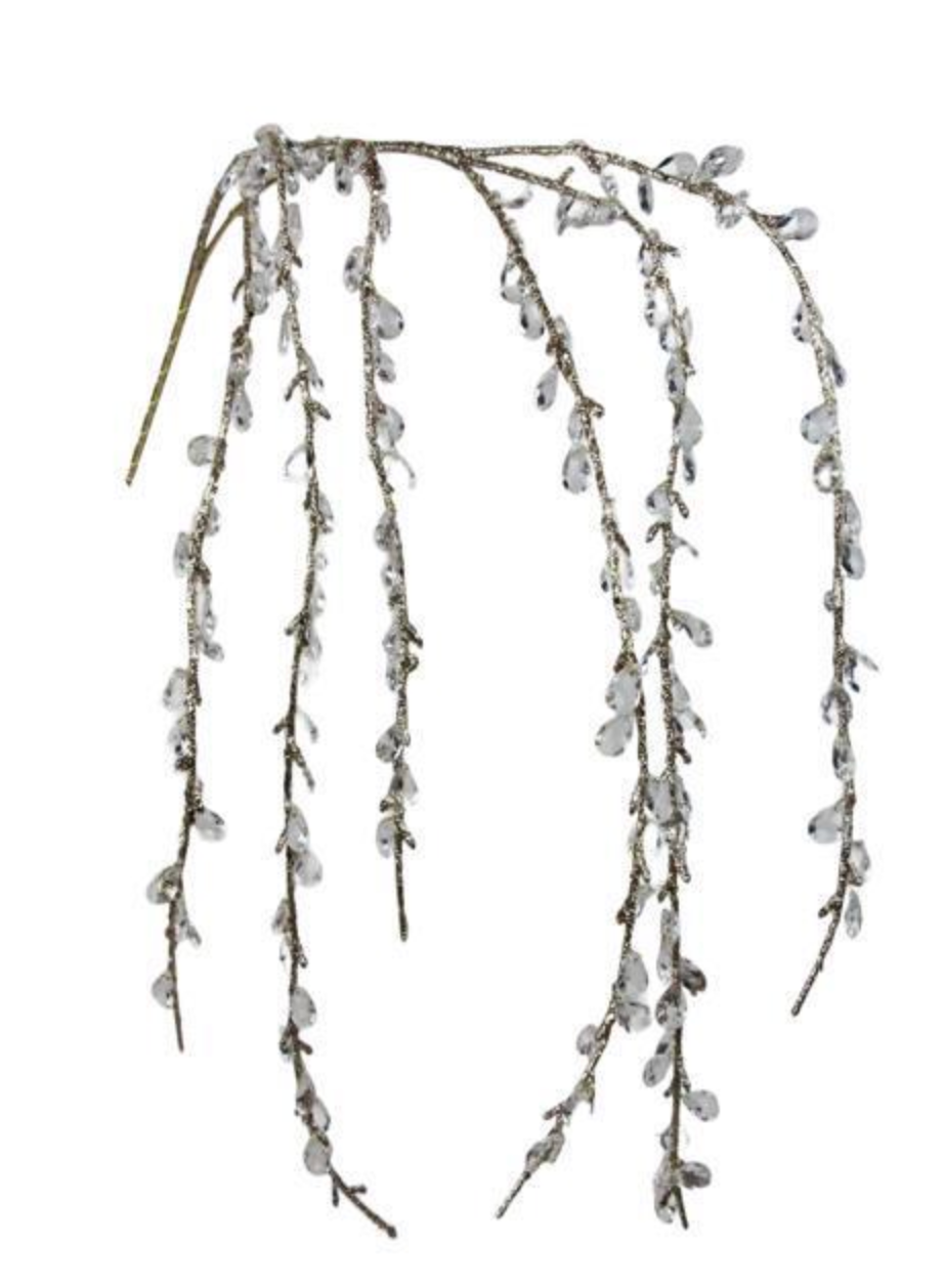 43" Beaded Glitter Gold Branch Spray