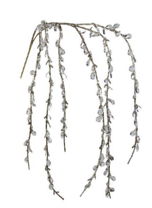 43" Beaded Glitter Gold Branch Spray