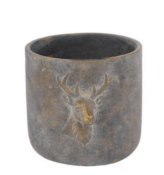 Bronze Cement Pot with Deer