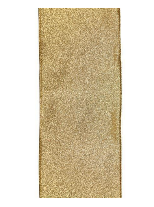 4"X10 Yrd Shimmer Glitter Gold Ribbon