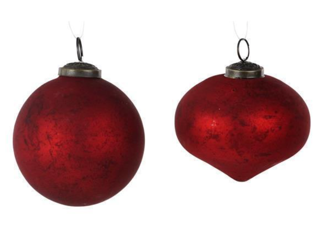 Matte Red Rustic Glass Ornaments