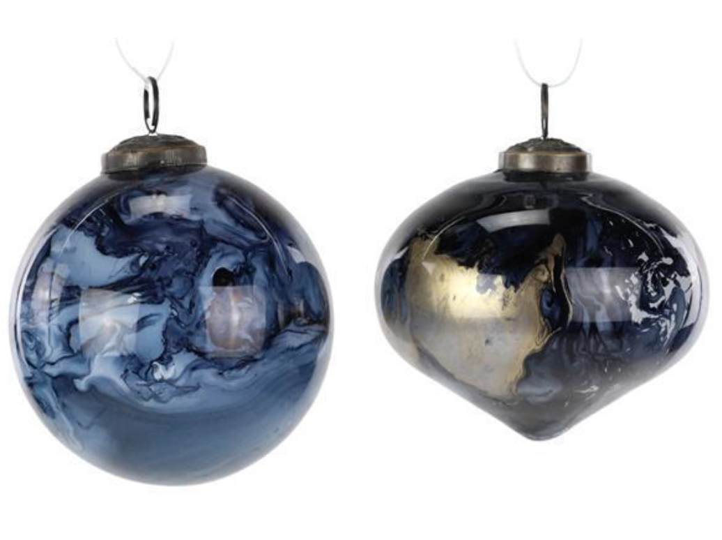 Blue Marble Glass Ornaments