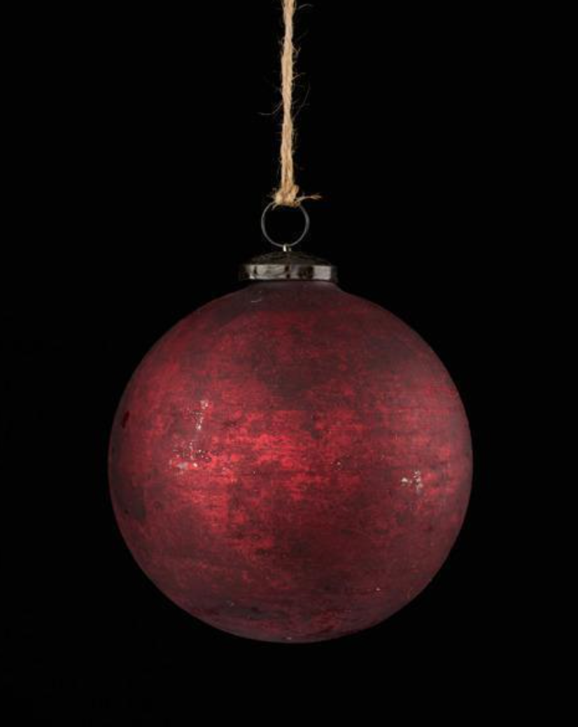 Matte Red Rustic Glass Ball Ornament