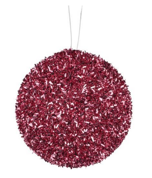 Cut Foil Pink Glitter Ball Ornament