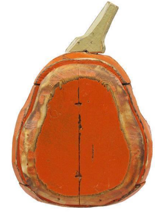 13.75" Cedar Wood Antique Orange Pumpkin