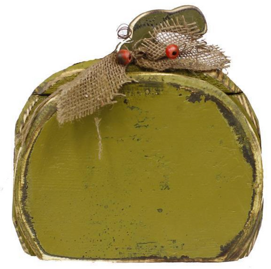 10" Wood Tin Green Pumpkin